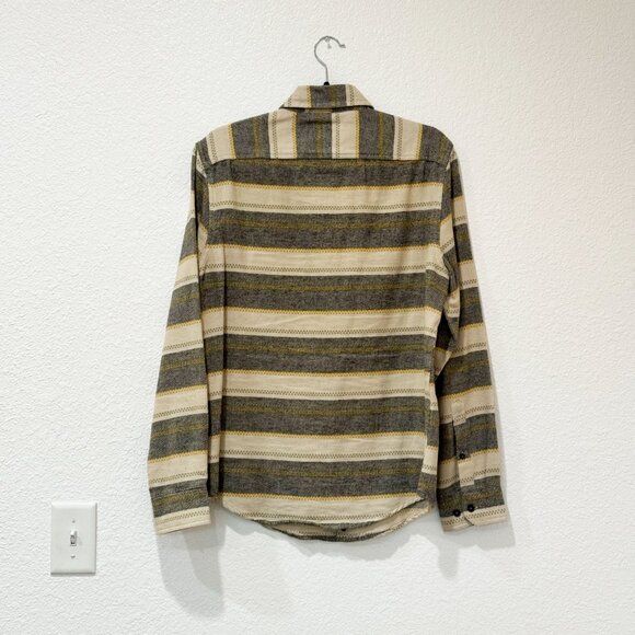 Goodfellow & Co Mens Yellow Gray Flannel Striped Button Shirt - Picture 2 of 3